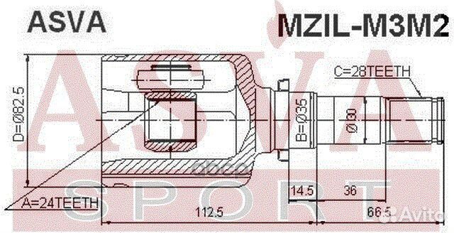 ШРУС внутренний левый 24x35x28 mzil-M3M2 asva