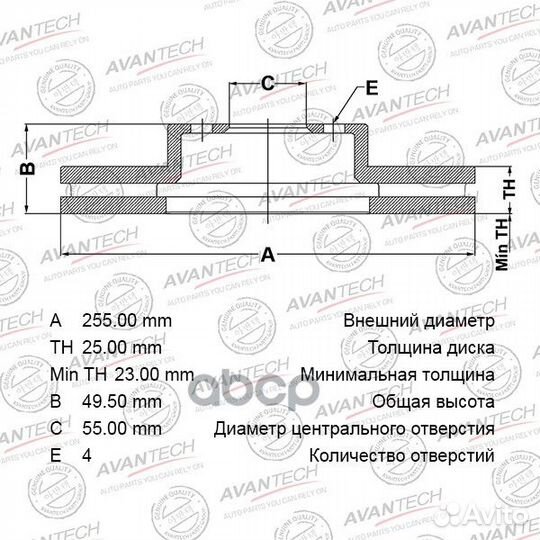 Диск тормозной avantech BR0119S avantech