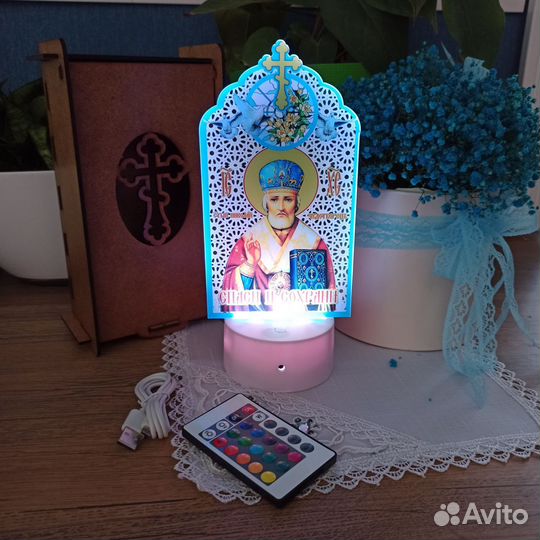 Икона Николая Чудотворца светильник ночник
