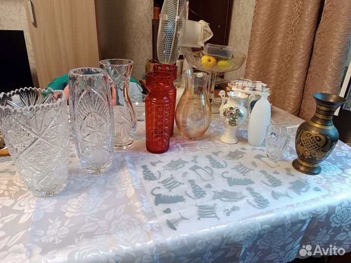 Вазы хрусталь СССР и цветное стекло чсср
