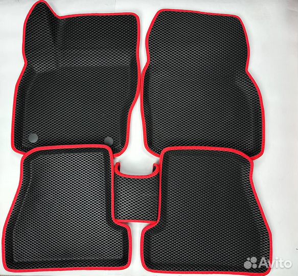 Ева (EVA) коврики с бортами Форд Фокус 3 (красные)