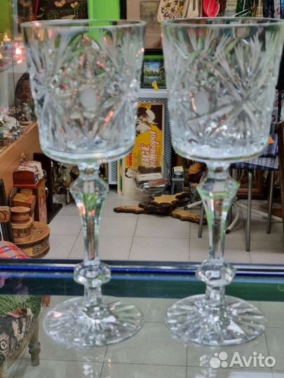 Хрустальные фужеры-кубки, СССР, высота 23 см