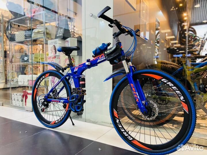 Велосипед новый складной синий 26