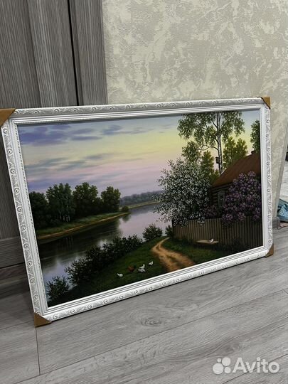 Картина маслом на холсте пейзаж цветы лето сад