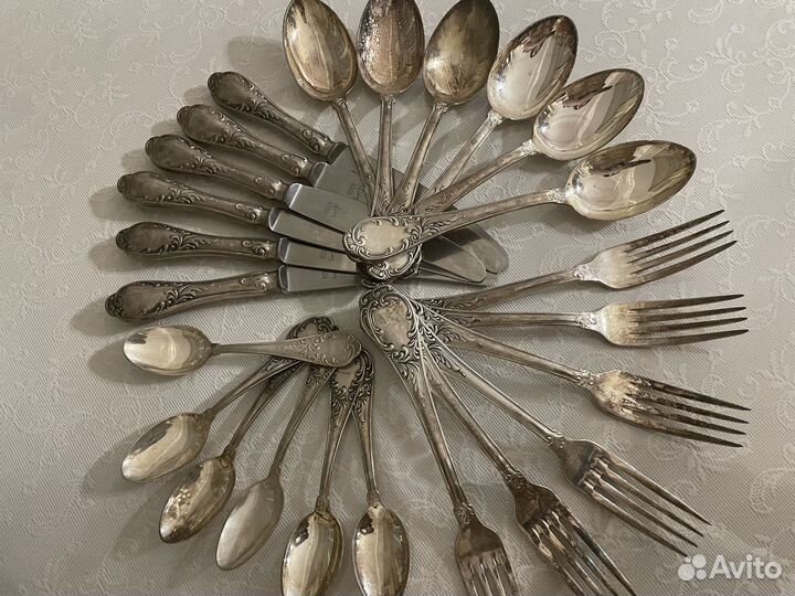Мельхиоровый набор (ложки, вилки, ножи)