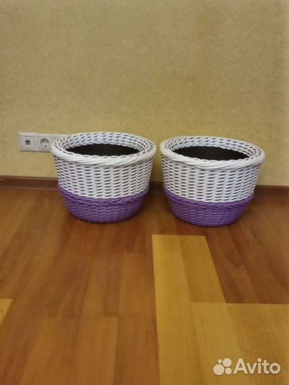 Кашпо уличное из искусственного ротанга