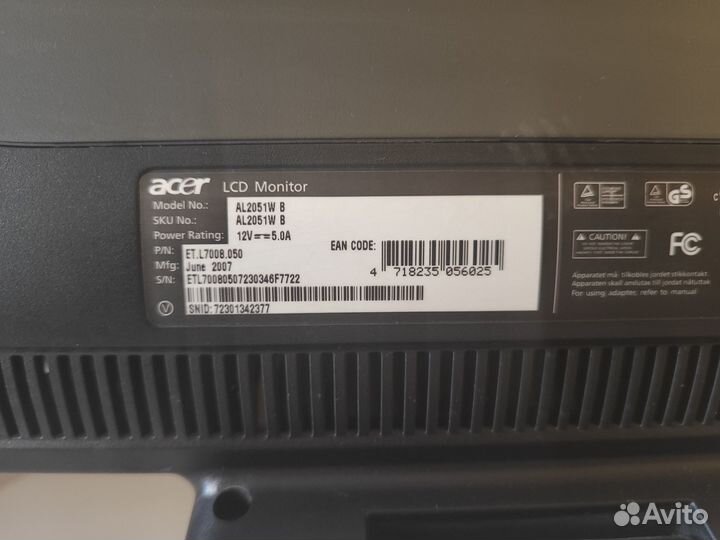 LCD монитор acer AL2051W B