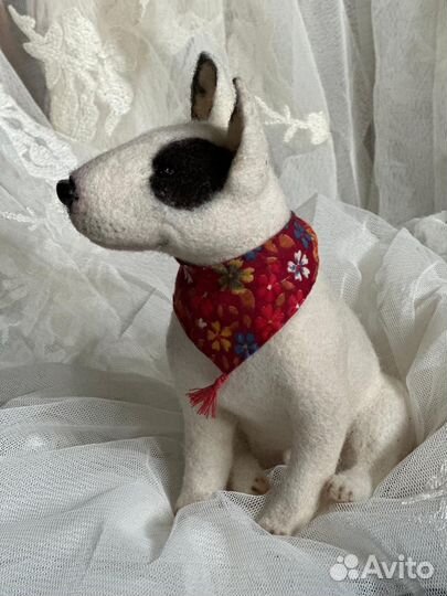 Бультерьер валеный игрушка ручной работы