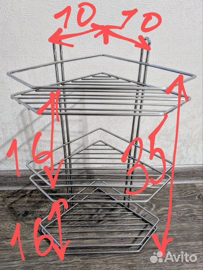 Угловая полка для ванной 3 яруса (с крючками) бу