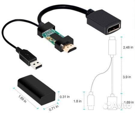 Из hdmi-DP 4K60Hz конвертер, адаптер, кабель c USB