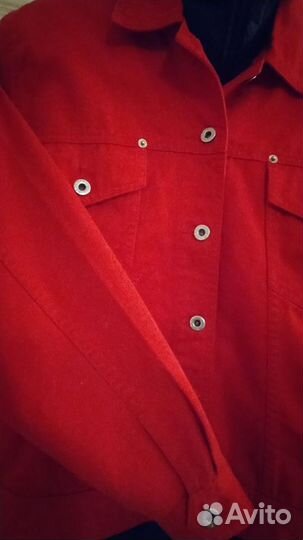 Куртка джинсовая красная 50