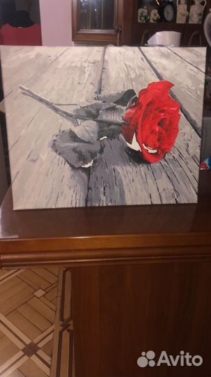 Готовая картина по номерам - Брошенная роза