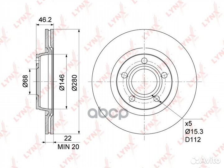 Диск тормозной перед/зад BN1203 lynxauto