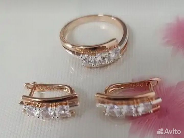 Комплект серьги + кольцо