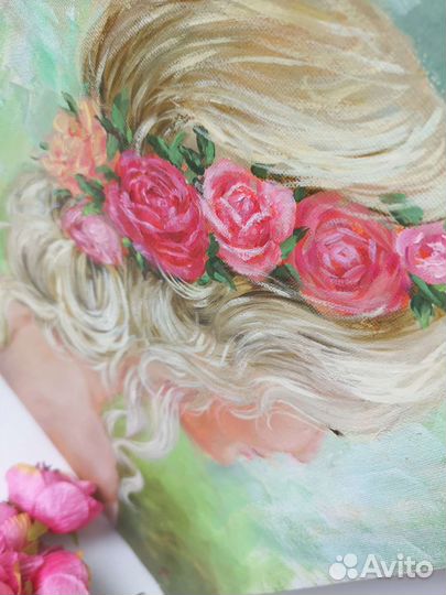 Картина маслом на холсте девушка