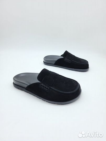 Женские замшевые сабо Hermes 2025-2026 черные