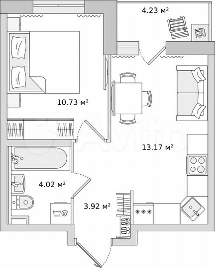 1-к. квартира, 34,5 м², 13/22 эт.