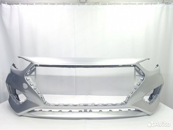 Бампер передний Hyundai Solaris 17 Серебристый RHM