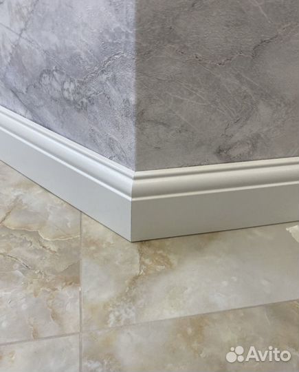 Установка плинтуса дюраполимер, мдф. Покраска