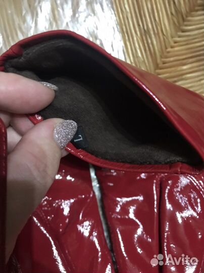 Перчатки женские кожаные 7.5 (L), утепленные, лак