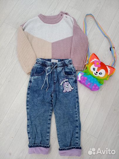 Комплект, кофта и утеплённые джинсы 92р