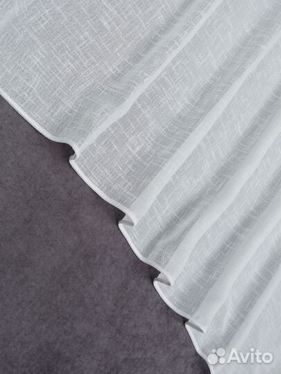 Готовый тюль лен фэнтези белый, кремовый