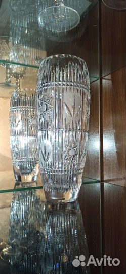 Ваза для цветов хрустальная высокая СССР