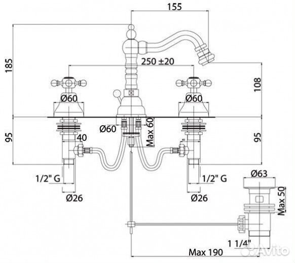 Смеситель для биде Cezares golf-BBS2