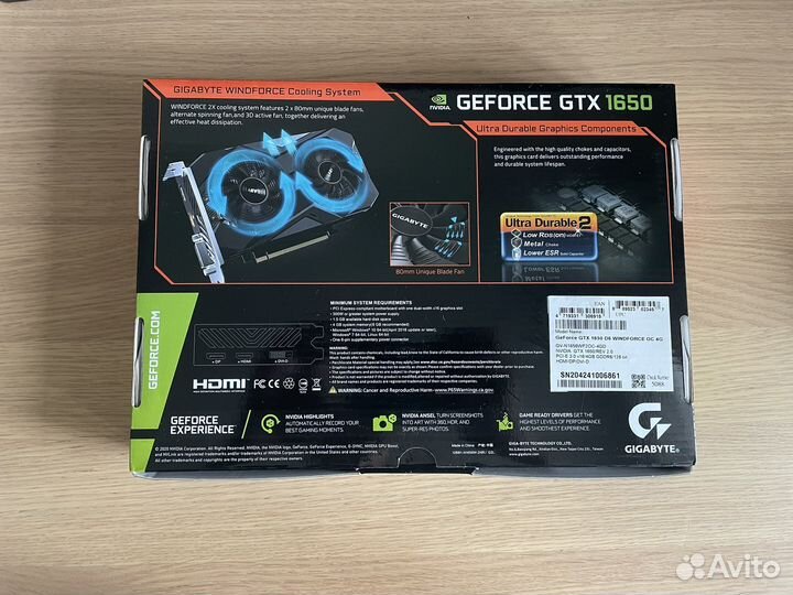 Видеокарта gigabyte GeForce GTX 1650 D6 windforce