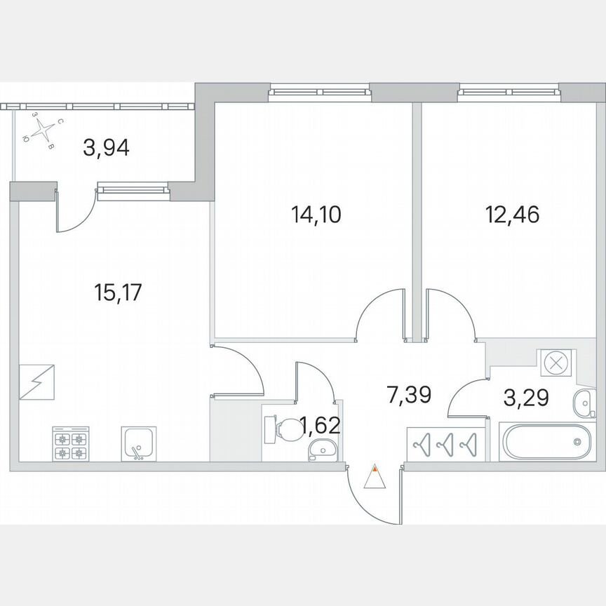 2-к. квартира, 56 м², 5/5 эт.
