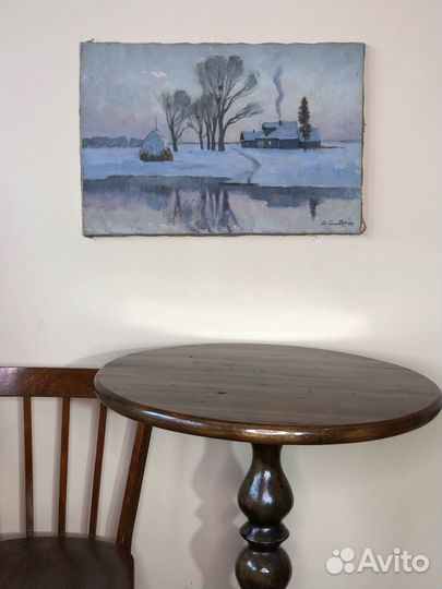 Картина Вс. Солодов, « Зимний вечер в деревне»