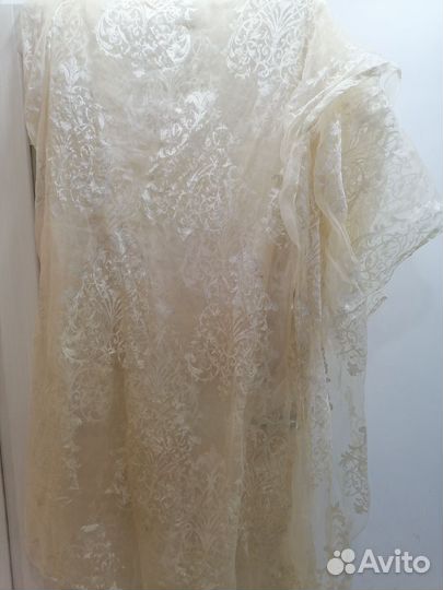 Тюль золотистая