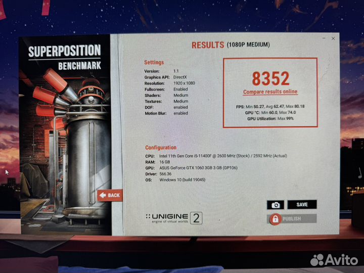 Видеокарта asus GeForce GTX 1060 3gb dual OC