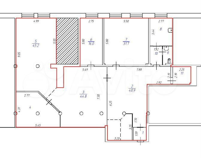 Помещение 1-я линия 227.1 м²