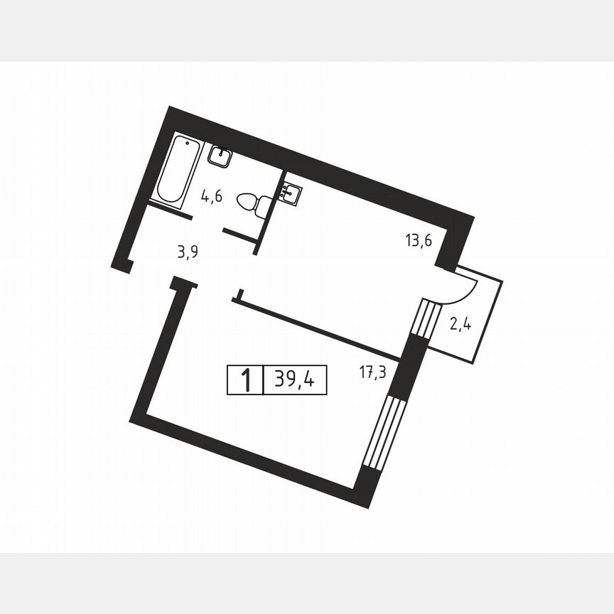 1-к. квартира, 39,4 м², 2/3 эт.