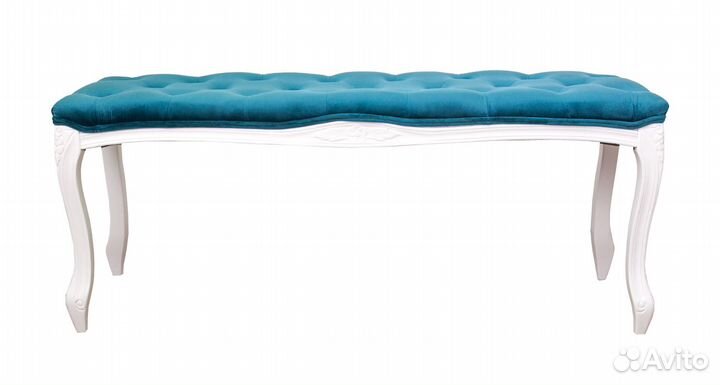 Оттоманка синяя с белыми ножками Kina narrow