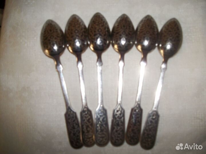 Набор чайных ложек СССР серебро, позолота, чернени