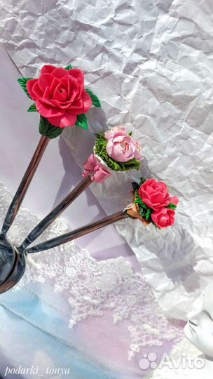 Ложка с цветами ручной работы