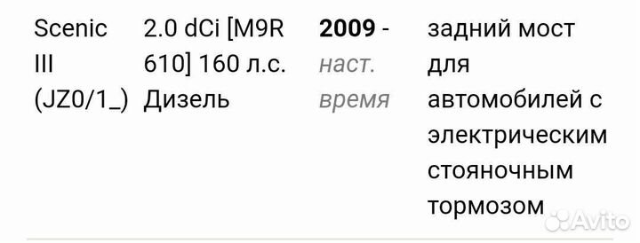 Тормозные колодки задние Renault scenic