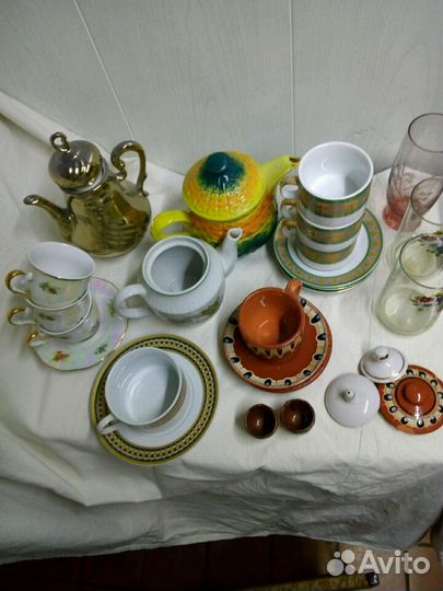 Сервизные пары, стаканы, заварочные чайники