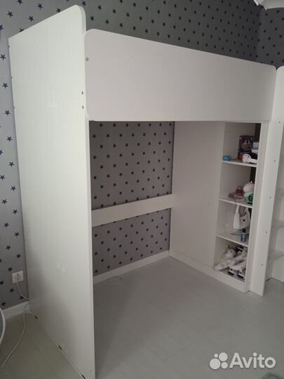 Кровать чердак (+шкаф) simple белый из Hoff