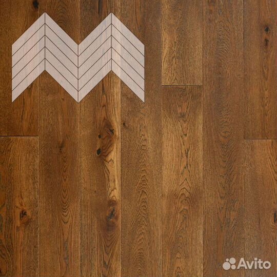 Lab Arte Елка Chevron Французская Дуб Натур Лофт лак 600/490х110х14/45 Коричневый