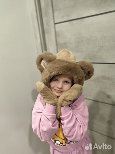 Шапка с ушками шарф капор капюшон