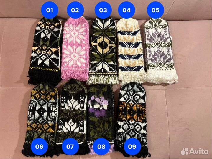 Варежки женские теплые вязаные. Ручная работа