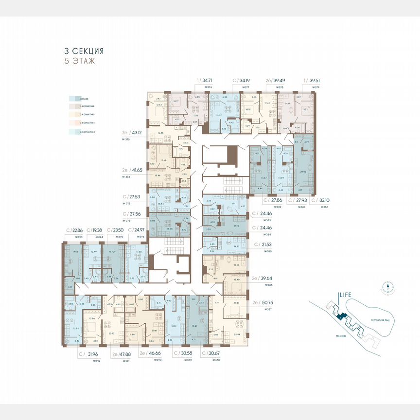 1-к. апартаменты, 49,1 м², 5/8 эт.