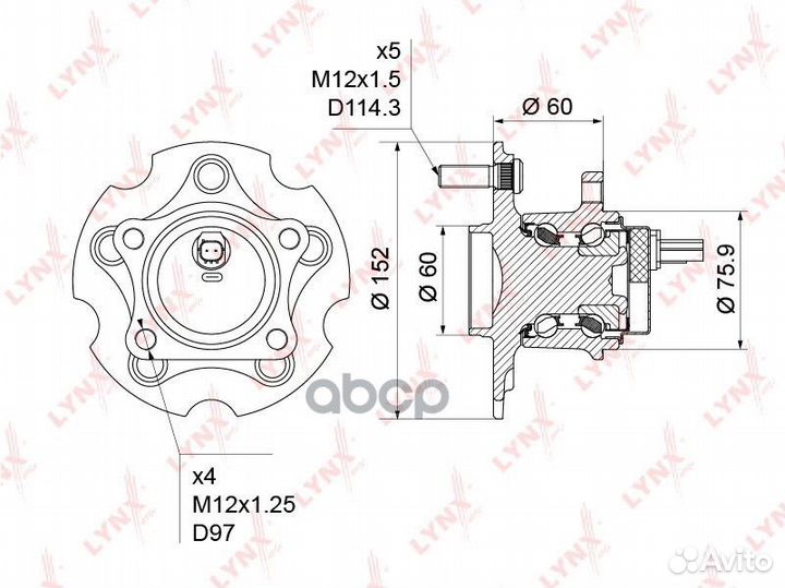 Ступица колеса зад прав/лев WH1232 lynxauto