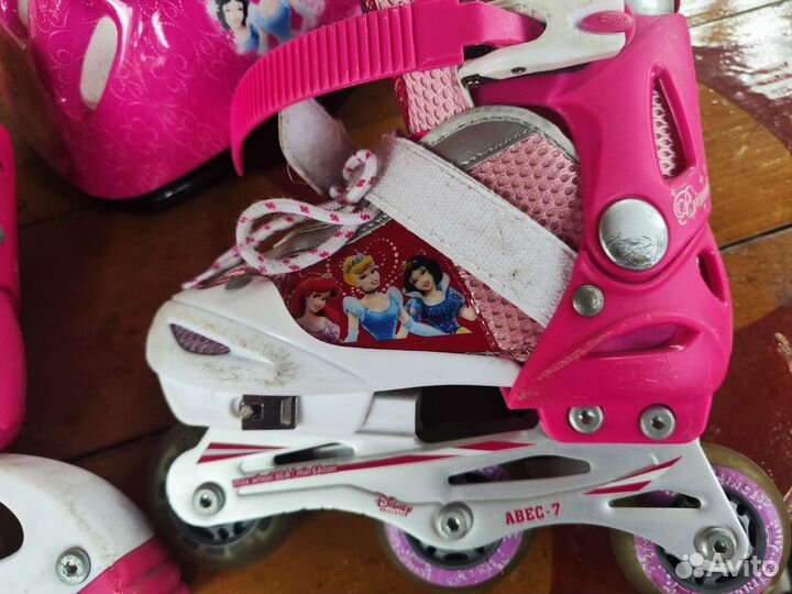 Коньки роликовые раздвижные для девочки от 18.5 см