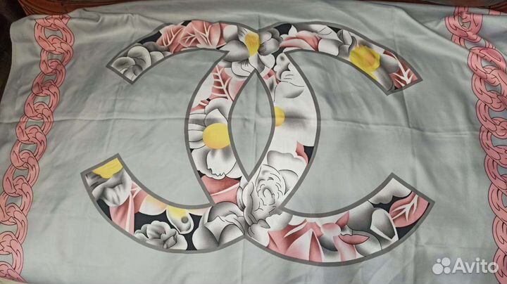 Платок шаль 135см chanel twill silk италия