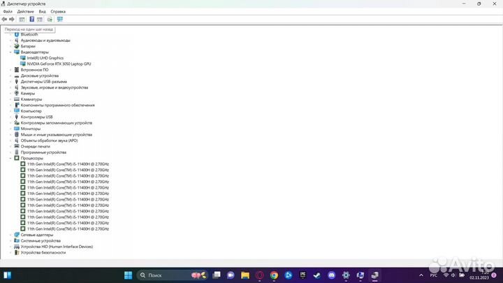 Игровой ноутбук i5 11400 rtx3050 8/526 гб