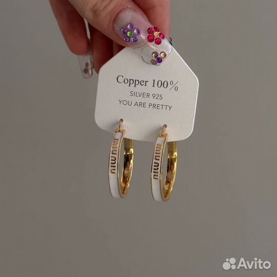 Серьги серебряные Miu Miu